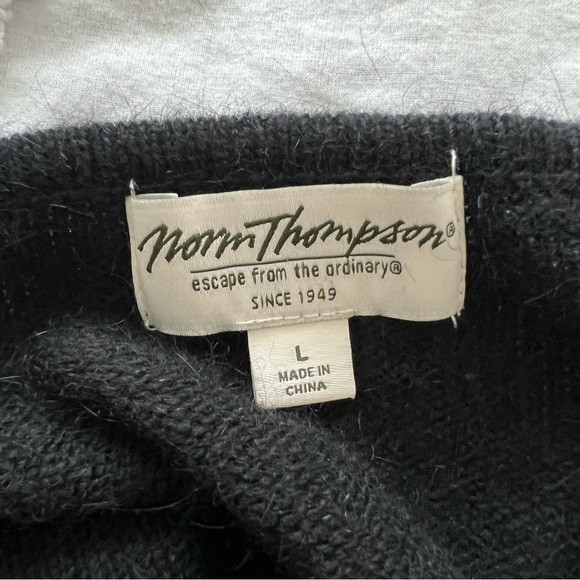 Vintage Norm Thompson Black Open Drape Front Angora Blend Cardigan Sz L Capsule - Picture 2 of 3